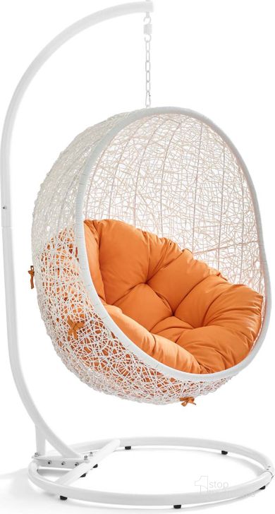 The appearance of Hide White Orange Outdoor Patio Swing Chair With Stand designed by Modway in the modern / contemporary interior design. This white orange piece of furniture  was selected by 1StopBedrooms from Hide Collection to add a touch of cosiness and style into your home. Sku: EEI-2273-WHI-ORA. Product Type: Outdoor Chair. Material: Stainless Steel. Image1