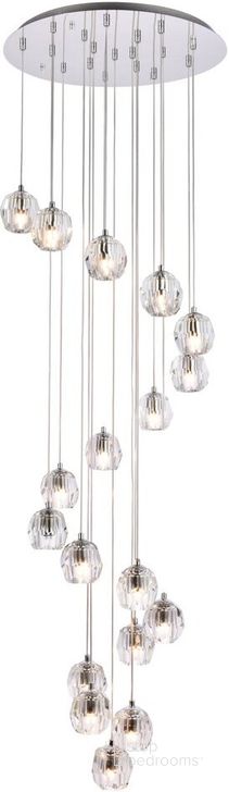The appearance of Higginstown Chrome Pendant Lighting 0qd24306083 designed by Isaac Tahari in the transitional interior design. This chrome piece of furniture  was selected by 1StopBedrooms from Higginstown Collection to add a touch of cosiness and style into your home. Sku: 3505D20C. Product Type: Pendant Lighting. Material: Stainless Steel. Image1