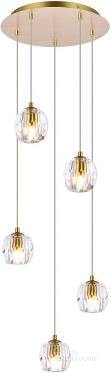 The appearance of Higginstown Gold Pendant Lighting 0qd24306080 designed by Isaac Tahari in the transitional interior design. This gold piece of furniture  was selected by 1StopBedrooms from Higginstown Collection to add a touch of cosiness and style into your home. Sku: 3505G12G. Product Type: Pendant Lighting. Material: Stainless Steel. Image1
