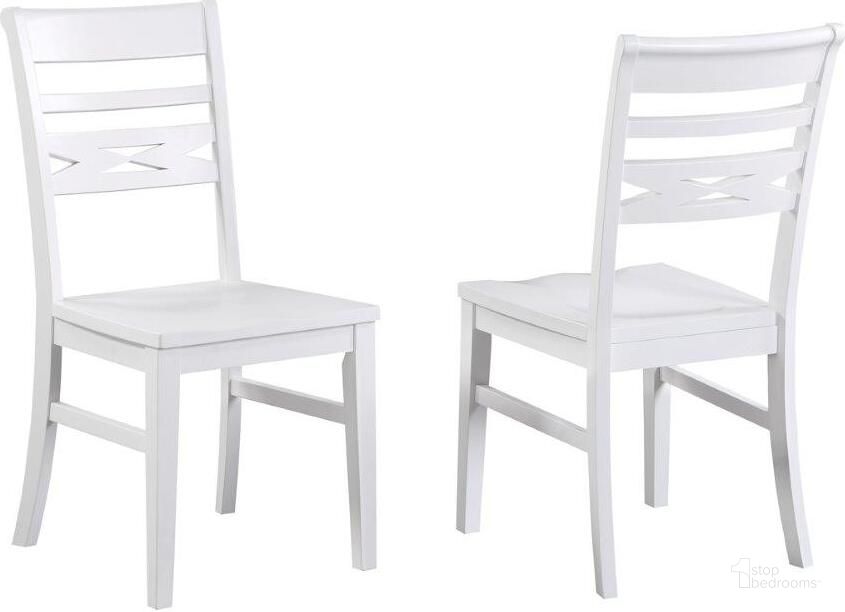 The appearance of Higgs Road White Side Chair Set of 2 0qd24373198 designed by Bennett Interiors in the modern / contemporary interior design. This white piece of furniture  was selected by 1StopBedrooms from Higgs Road Collection to add a touch of cosiness and style into your home. Sku: 1060-01-S2. Material: Wood. Product Type: Side Chair. Image1