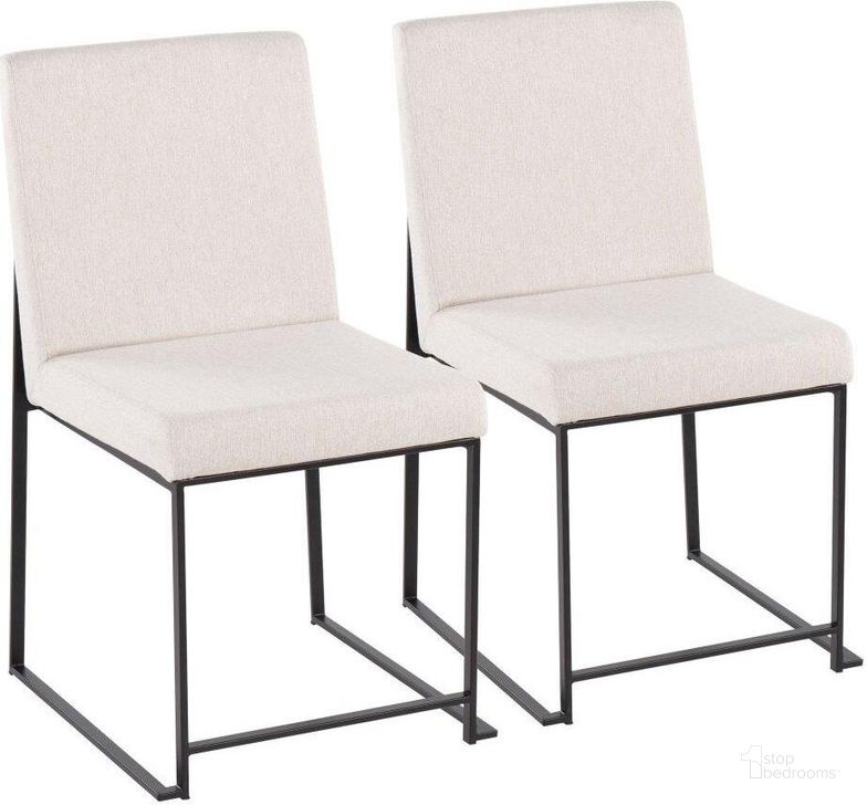 The appearance of High Back Fuji Dining Chair Set of 2 in Black Steel and Beige Fabric designed by Lumisource in the modern / contemporary interior design. This beige piece of furniture  was selected by 1StopBedrooms from Fuji Collection to add a touch of cosiness and style into your home. Sku: DC-HBFUJI BKBG2. Product Type: Dining Chair. Material: Stainless Steel. Image1