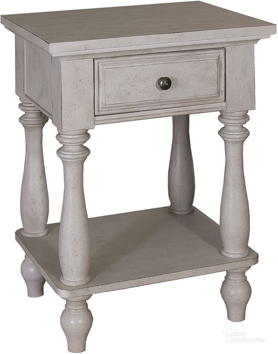 The appearance of High Country White Chair Side Nightstand designed by Liberty in the traditional interior design. This white piece of furniture  was selected by 1StopBedrooms from High Country Collection to add a touch of cosiness and style into your home. Sku: 697-BR62. Material: Wood. Product Type: Nightstand. Image1