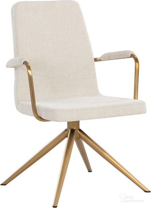 The appearance of Hilda Swivel Dining Armchair In Chacha Cream designed by Sunpan in the modern / contemporary interior design. This cream piece of furniture  was selected by 1StopBedrooms from Hilda Collection to add a touch of cosiness and style into your home. Sku: 108194. Material: Fabric. Product Type: Dining Chair. Image1