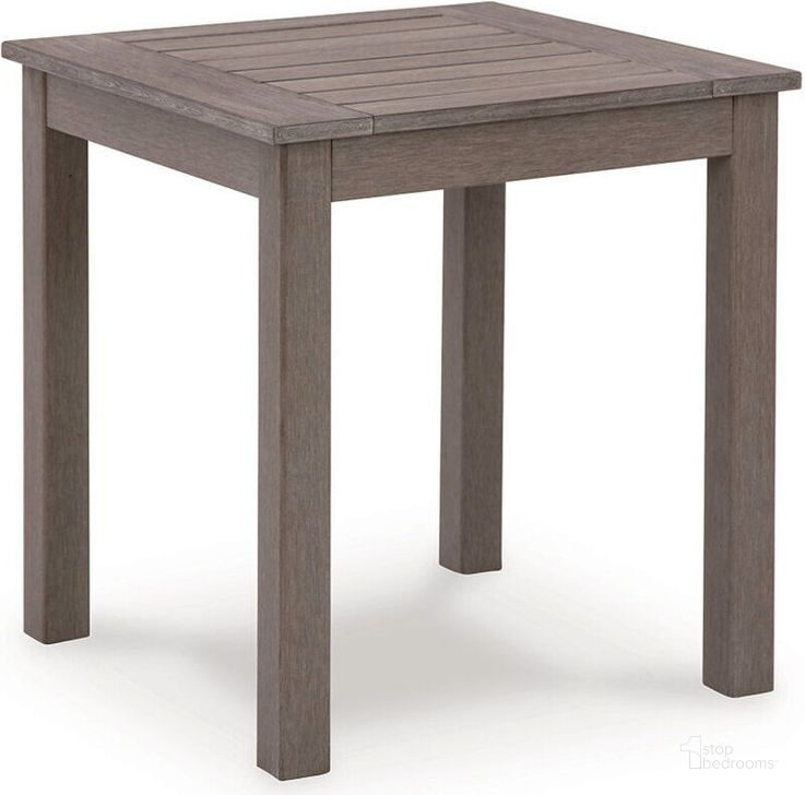 The appearance of Hillside Barn Brown Outdoor End Table designed by Signature Design by Ashley in the modern / contemporary interior design. This brown piece of furniture  was selected by 1StopBedrooms from Hillside Collection to add a touch of cosiness and style into your home. Sku: P564-702. Product Type: Outdoor Table. Image1