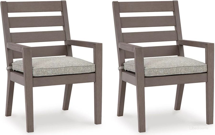 The appearance of Hillside Barn Gray/Brown Outdoor Dining Arm Chair Set of 2 designed by Signature Design by Ashley in the modern / contemporary interior design. This gray/brown piece of furniture  was selected by 1StopBedrooms from Hillside Collection to add a touch of cosiness and style into your home. Sku: P564-601A. Material: Fabric. Product Type: Outdoor Dining Chair. Image1