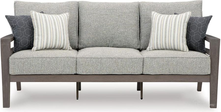 The appearance of Hillside Barn Gray/Brown Outdoor Sofa With Cushion designed by Signature Design by Ashley in the modern / contemporary interior design. This gray/brown piece of furniture  was selected by 1StopBedrooms from Hillside Collection to add a touch of cosiness and style into your home. Sku: P564-838. Material: Fabric. Product Type: Outdoor Sofa. Image1