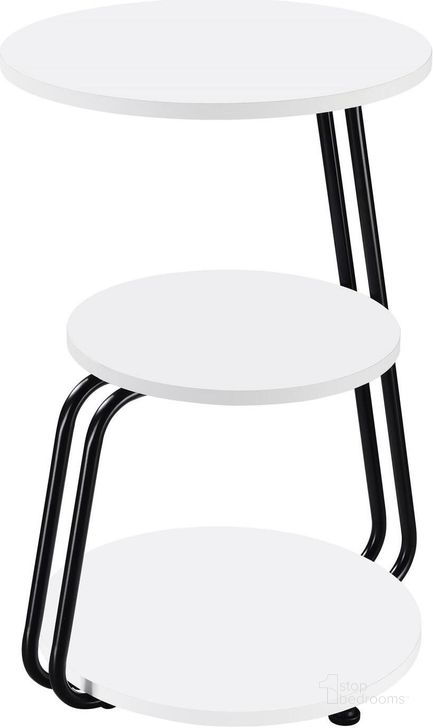 The appearance of Hilly 3-Tier Round Side Table In White and Black designed by Coaster in the modern / contemporary interior design. This white and black piece of furniture  was selected by 1StopBedrooms from Hilly Collection to add a touch of cosiness and style into your home. Sku: 930071. Material: Wood. Product Type: Side Table. Image1