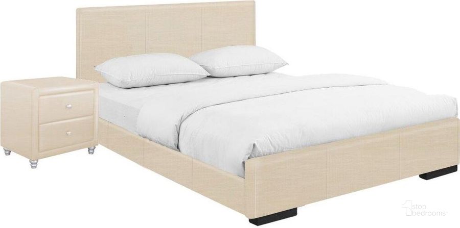 The appearance of Hindes Upholstered Twin Platform Bed In Beige With 1 Nightstand designed by Camden Isle Furniture in the modern / contemporary interior design. This beige piece of furniture  was selected by 1StopBedrooms from Hindes Collection to add a touch of cosiness and style into your home. Sku: 86951. Bed Type: Platform Bed. Product Type: Platform Bed. Bed Size: Twin. Image1