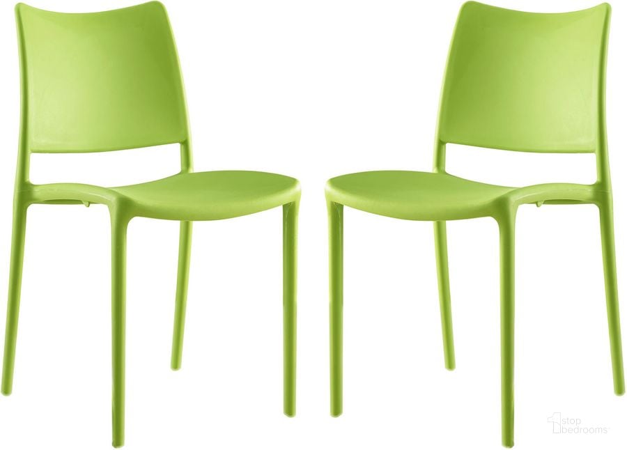 The appearance of Hipster Green Dining Side Chair Set of 2 EEI-2424-GRN-SET designed by Modway in the modern / contemporary interior design. This green piece of furniture  was selected by 1StopBedrooms from Hipster Collection to add a touch of cosiness and style into your home. Sku: EEI-2424-GRN-SET. Material: Polypropylene. Product Type: Side Chair. Image1