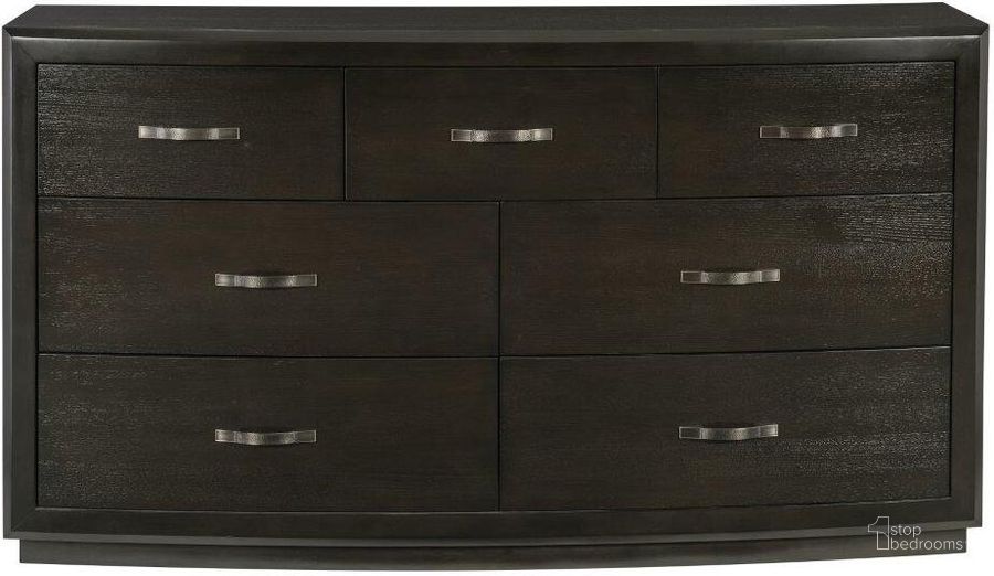 The appearance of Hodgin Brown Dresser designed by Homelegance in the transitional interior design. This brown piece of furniture  was selected by 1StopBedrooms from Hodgin Collection to add a touch of cosiness and style into your home. Sku: 1575-5. Material: Wood. Product Type: Dresser. Image1