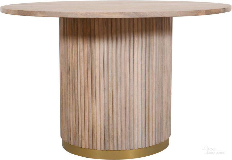 The appearance of Hodson Natural Dining Table 0qb24419055 designed by Furnique in the modern / contemporary interior design. This natural piece of furniture  was selected by 1StopBedrooms from Hodson Collection to add a touch of cosiness and style into your home. Sku: 876-T-1;876-T-2. Table Base Style: Pedestal. Table Top Shape: Round. Material: Wood. Product Type: Dining Table. Size: 48". Image1