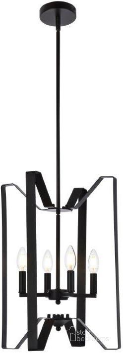 The appearance of Hoffman 4 Lights Pendant In Black designed by Elegant Lighting in the transitional interior design. This black piece of furniture  was selected by 1StopBedrooms from Hoffman Collection to add a touch of cosiness and style into your home. Sku: LD7072D14BK. Material: Metal. Product Type: Pendant Lighting. Image1