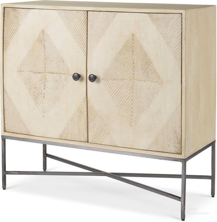 The appearance of Hogarth 2 Door Blonde Wood Accent Cabinet designed by Mercana in the modern / contemporary interior design. This blonde piece of furniture  was selected by 1StopBedrooms from Hogarth Collection to add a touch of cosiness and style into your home. Sku: 69752. Material: Wood. Product Type: Accent Cabinet. Image1
