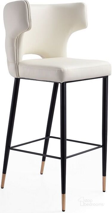 The appearance of Holguin Barstool in Cream, Black and Gold designed by Manhattan Comfort in the transitional interior design. This cream piece of furniture  was selected by 1StopBedrooms from Holguin Collection to add a touch of cosiness and style into your home. Sku: BS011-CR. Material: Wood. Product Type: Barstool. Image1