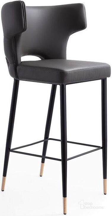 The appearance of Holguin Barstool in Grey, Black and Gold designed by Manhattan Comfort in the transitional interior design. This grey piece of furniture  was selected by 1StopBedrooms from Holguin Collection to add a touch of cosiness and style into your home. Sku: BS011-GY. Material: Wood. Product Type: Barstool. Image1