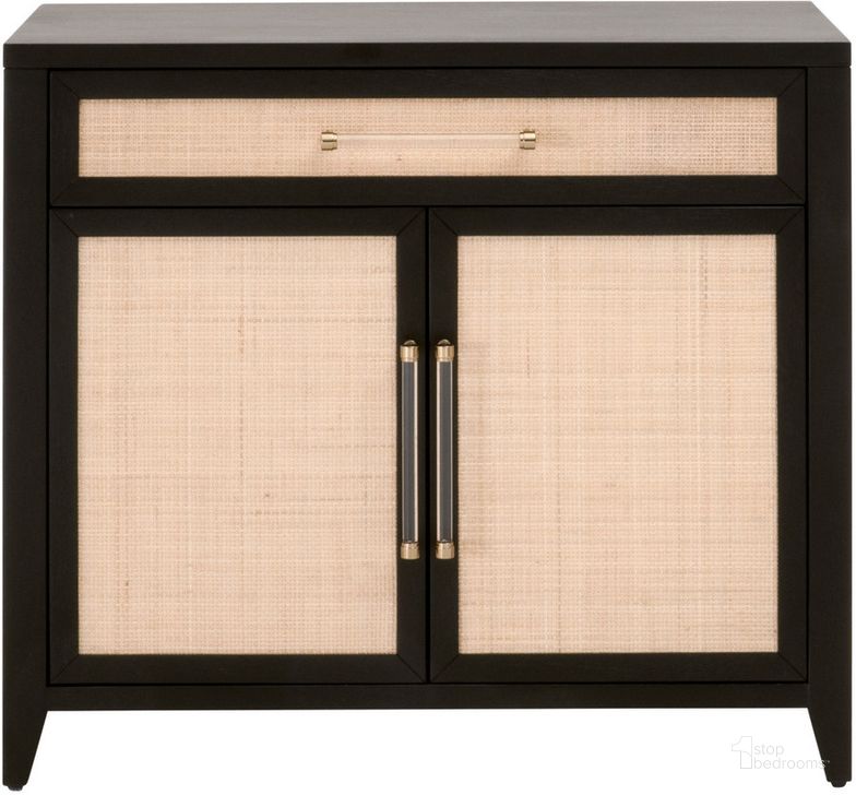 The appearance of Holland Media Chest In Brushed Black Natural Rattan designed by Essentials For Living in the transitional interior design. This black piece of furniture  was selected by 1StopBedrooms from Traditions Collection to add a touch of cosiness and style into your home. Sku: 6146.B-BLK/NAT. Product Type: Chest. Material: MDF. Image1