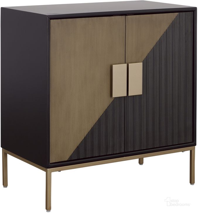 The appearance of Holland Transitional Two Door Cabinet designed by Coast to Coast in the transitional interior design. This black piece of furniture  was selected by 1StopBedrooms from  to add a touch of cosiness and style into your home. Sku: 90348. Product Type: Cabinet. Material: MDF. Image1