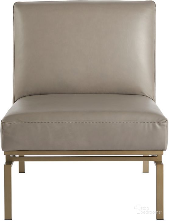 The appearance of Hollywood Accent Chair In Soft Gold designed by Universal in the modern / contemporary interior design. This soft gold piece of furniture  was selected by 1StopBedrooms from Hollywood Collection to add a touch of cosiness and style into your home. Sku: 956572-901-9. Material: Leather. Product Type: Accent Chair. Image1