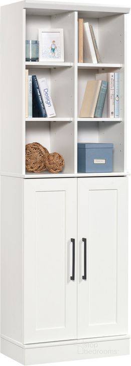 The appearance of Homeplus Storage Cabinet In Soft White designed by Sauder in the transitional interior design. This soft white piece of furniture  was selected by 1StopBedrooms from HomePlus Collection to add a touch of cosiness and style into your home. Sku: 430330. Product Type: Storage Cabinet. Material: Engineered Wood. Image1