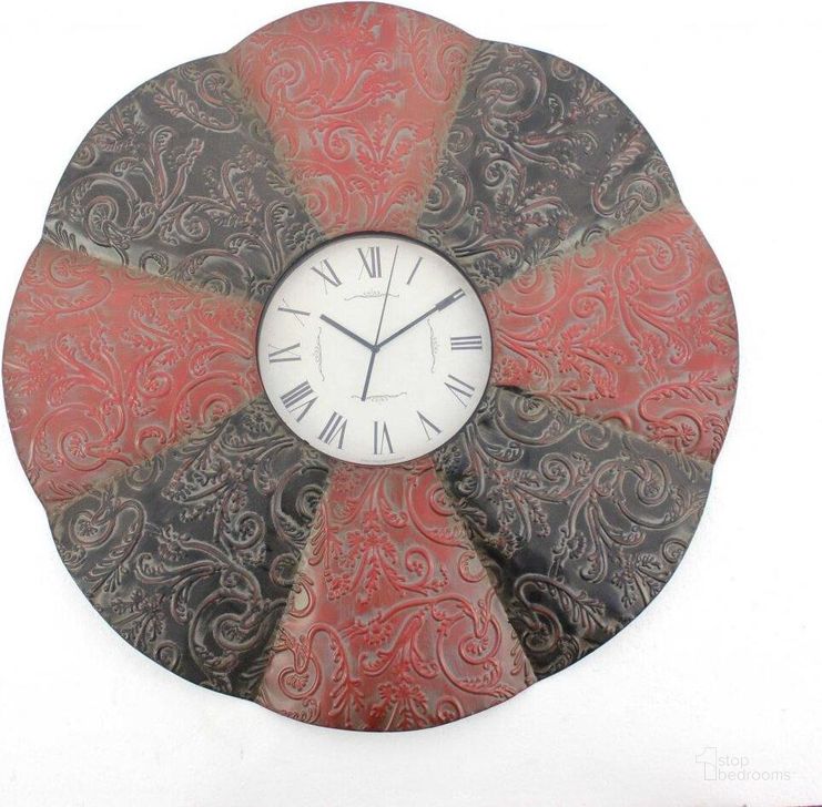 The appearance of Homeroots Black And Red Traditional Floral Metal Wall Clock designed by Homeroots in the traditional interior design. This black and red piece of furniture  was selected by 1StopBedrooms from  to add a touch of cosiness and style into your home. Sku: 274483. Material: Metal. Product Type: Wall Clock.