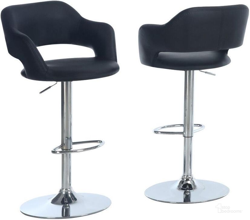 The appearance of Homeroots Black Foam Metal Leather Look Barstool designed by Homeroots in the modern / contemporary interior design. This black/silver piece of furniture  was selected by 1StopBedrooms from  to add a touch of cosiness and style into your home. Sku: 332763. Material: Maxfoam. Product Type: Barstool. Image1