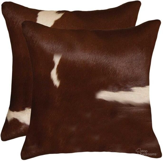 The appearance of Homeroots Brown And White Cowhide Pillow 2 Pack 317123 designed by Homeroots in the modern / contemporary interior design. This white and brown piece of furniture  was selected by 1StopBedrooms from  to add a touch of cosiness and style into your home. Sku: 317123. Material: Microsuede. Product Type: Pillow. Image1