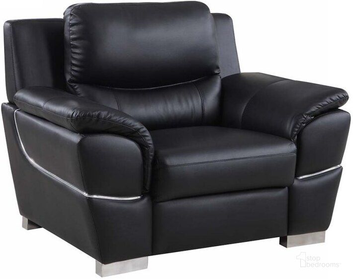 The appearance of Homeroots Chic Black Leather Chair designed by Homeroots in the modern / contemporary interior design. This black piece of furniture  was selected by 1StopBedrooms from  to add a touch of cosiness and style into your home. Sku: 329477. Material: Leather. Product Type: Living Room Chair.