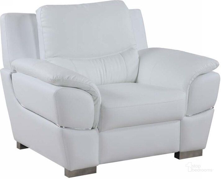 The appearance of Homeroots Chic White Leather Chair designed by Homeroots in the modern / contemporary interior design. This white piece of furniture  was selected by 1StopBedrooms from  to add a touch of cosiness and style into your home. Sku: 329481. Material: Leather. Product Type: Living Room Chair.