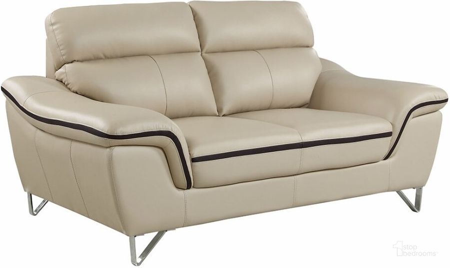 The appearance of Homeroots Contemporary Beige Leather Loveseat designed by Homeroots in the modern / contemporary interior design. This beige piece of furniture  was selected by 1StopBedrooms from  to add a touch of cosiness and style into your home. Sku: 329492. Material: Leather. Product Type: Leather Loveseat.