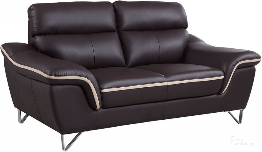 The appearance of Homeroots Contemporary Brown Leather Loveseat designed by Homeroots in the modern / contemporary interior design. This brown piece of furniture  was selected by 1StopBedrooms from  to add a touch of cosiness and style into your home. Sku: 329488. Material: Leather. Product Type: Leather Loveseat.