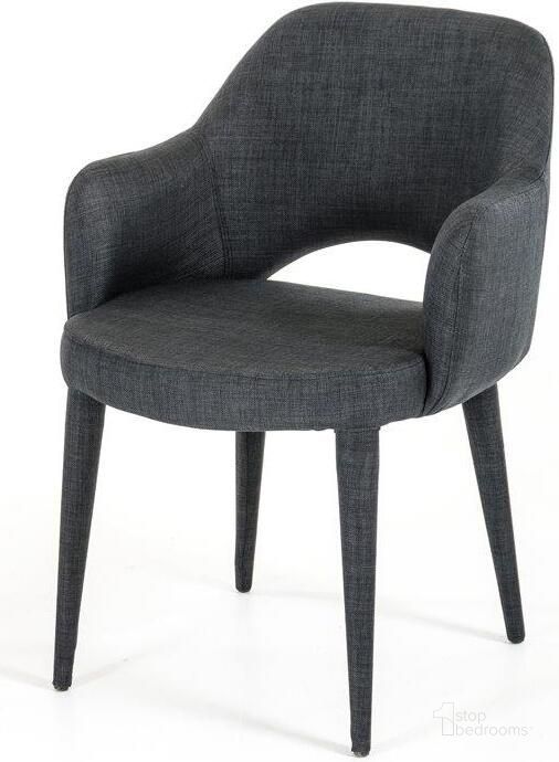 The appearance of Homeroots Dark Grey Fabric And Metal Dining Chair 283128 designed by Homeroots in the modern / contemporary interior design. This dark grey piece of furniture  was selected by 1StopBedrooms from  to add a touch of cosiness and style into your home. Sku: 283128. Material: Metal. Product Type: Dining Chair. Image1