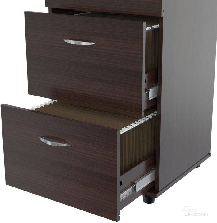 The appearance of Homeroots Espresso Melamine And Engineered Wood File Cabinet With 4 Drawers designed by Homeroots in the modern / contemporary interior design. This espresso piece of furniture  was selected by 1StopBedrooms from  to add a touch of cosiness and style into your home. Sku: 249818. Material: Wood. Product Type: File Cabinet. Image1