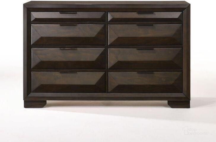 The appearance of Homeroots Espresso Rubber Wood Dresser designed by Homeroots in the modern / contemporary interior design. This espresso piece of furniture  was selected by 1StopBedrooms from  to add a touch of cosiness and style into your home. Sku: 318726. Product Type: Dresser. Material: Rubberwood. Image1