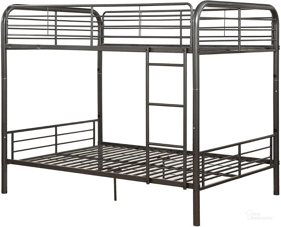 The appearance of Homeroots Gunmetal Metal Tube Full Over Full Bunk Bed designed by Homeroots in the modern / contemporary interior design. This gunmetal piece of furniture  was selected by 1StopBedrooms from  to add a touch of cosiness and style into your home. Sku: 285314. Bed Type: Bunk Bed. Material: Metal. Product Type: Bunk Bed. Bed Size: Full Over Full. Image1