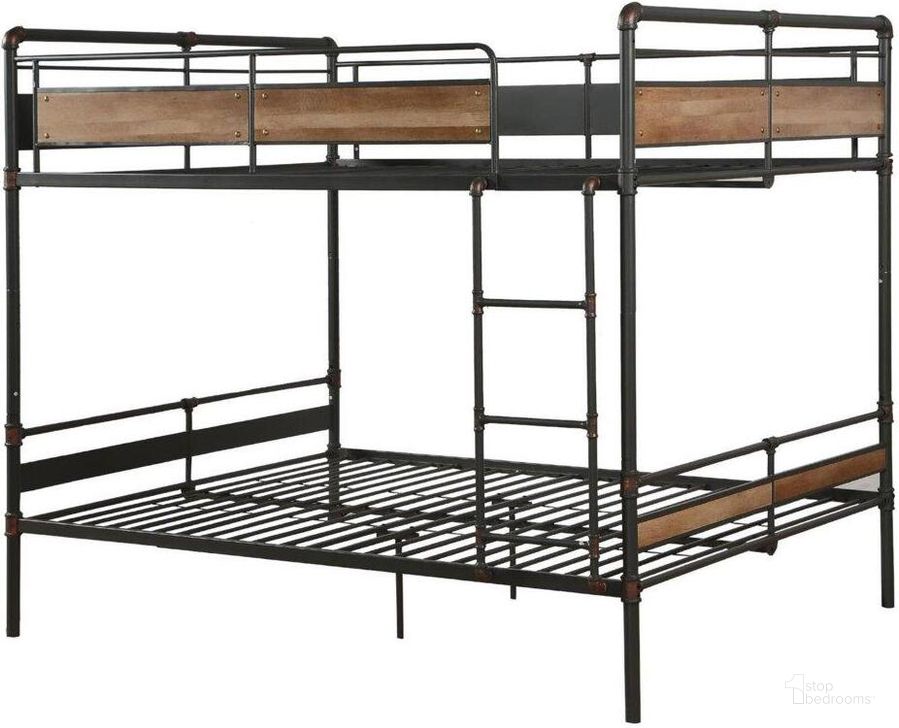 The appearance of Homeroots Sandy Black And Dark Bronze Hand Brushed Queen Over Queen Bunk Bed 286145 designed by Homeroots in the modern / contemporary interior design. This sandy black piece of furniture  was selected by 1StopBedrooms from  to add a touch of cosiness and style into your home. Sku: 286145. Bed Type: Bunk Bed. Material: Wood. Product Type: Bunk Bed. Bed Size: Queen Over Queen. Image1