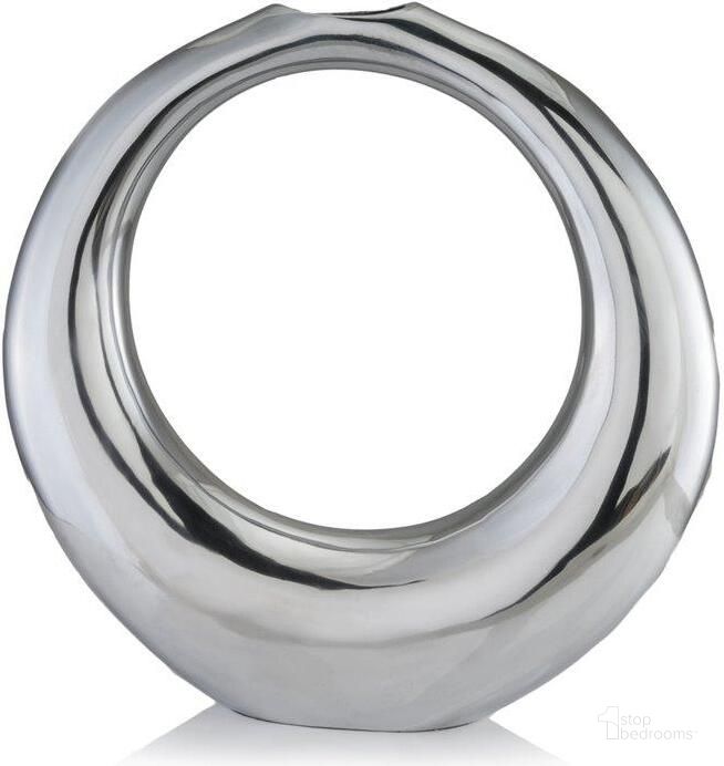 The appearance of Homeroots Silver Aluminum Ring Small Hoop Vase designed by Homeroots in the modern / contemporary interior design. This silver piece of furniture  was selected by 1StopBedrooms from  to add a touch of cosiness and style into your home. Sku: 373776. Material: Aluminium. Product Type: Vase.
