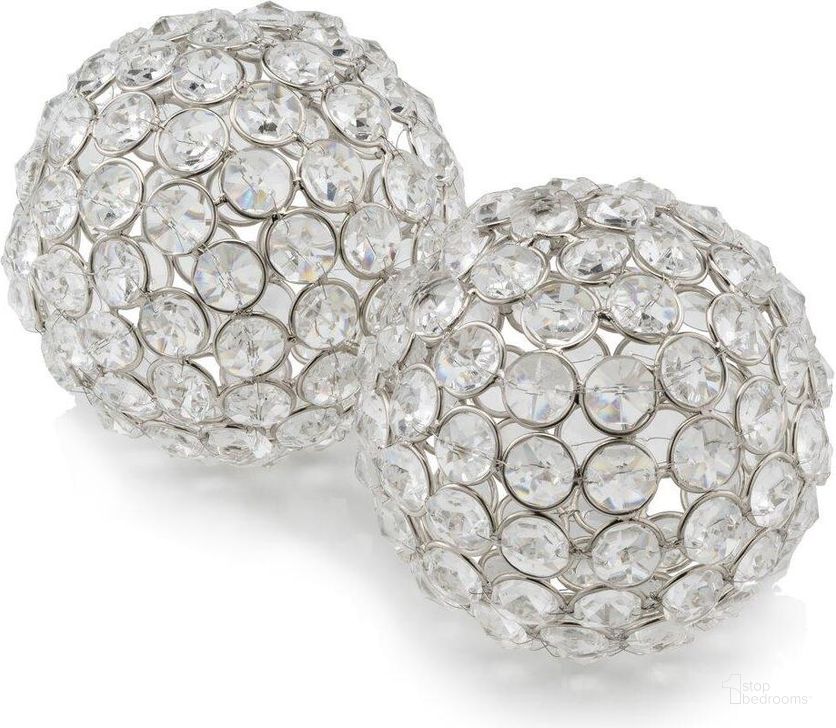 The appearance of Homeroots Silver Iron And Cristal Spheres Set Of 2 373744 designed by Homeroots in the modern / contemporary interior design. This silver piece of furniture  was selected by 1StopBedrooms from  to add a touch of cosiness and style into your home. Sku: 373744. Product Type: Decorative Accessory. Material: Iron.