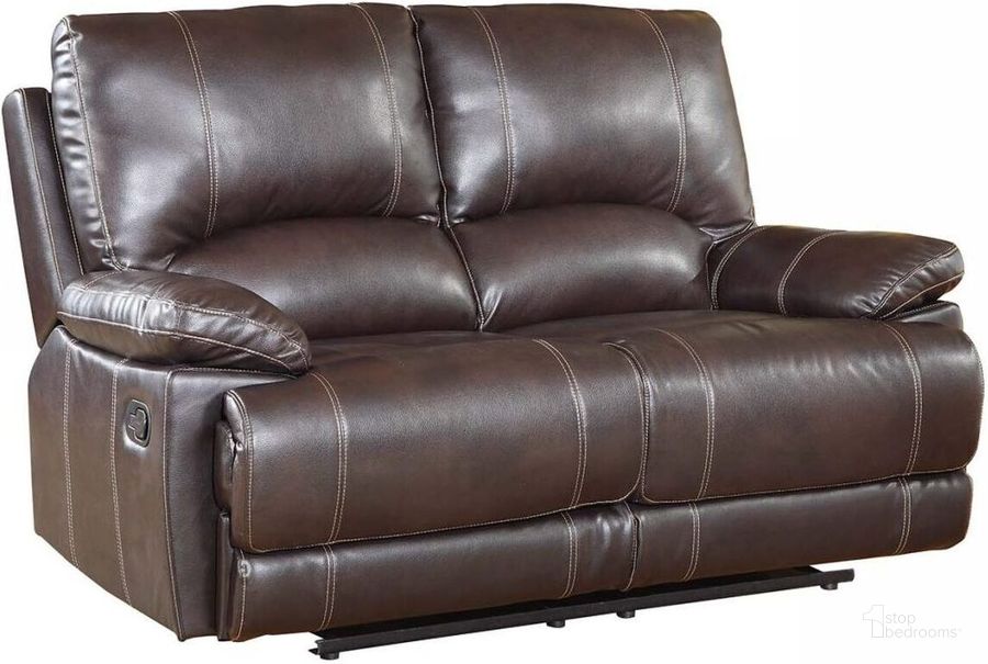 The appearance of Homeroots Stylish Brown Leather Loveseat designed by Homeroots in the modern / contemporary interior design. This brown piece of furniture  was selected by 1StopBedrooms from  to add a touch of cosiness and style into your home. Sku: 329408. Material: Leather. Product Type: Leather Loveseat. Image1