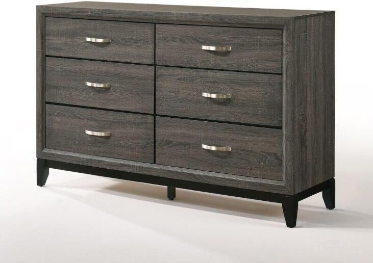 The appearance of Homeroots Weathered Gray Dresser designed by Homeroots in the modern / contemporary interior design. This weathered gray piece of furniture  was selected by 1StopBedrooms from  to add a touch of cosiness and style into your home. Sku: 318746. Product Type: Dresser. Material: Wood Veneer. Image1