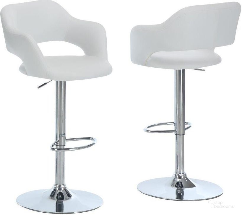 The appearance of Homeroots White Foam Metal Leather Look Barstool designed by Homeroots in the modern / contemporary interior design. This white/silver piece of furniture  was selected by 1StopBedrooms from  to add a touch of cosiness and style into your home. Sku: 332764. Material: Maxfoam. Product Type: Barstool. Image1
