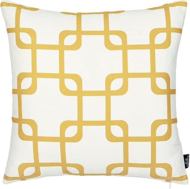 The appearance of Homeroots Yellow Geometric Squares Decorative Throw Pillow Cover designed by Homeroots in the modern / contemporary interior design. This multi piece of furniture  was selected by 1StopBedrooms from  to add a touch of cosiness and style into your home. Sku: 355592. Material: Polyester. Product Type: Cover. Image1