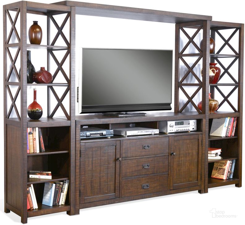 The appearance of Homestead Entertainment Wall In Dark Brown designed by Sunny Design in the coastal interior design. This dark brown piece of furniture  was selected by 1StopBedrooms from Homestead Collection to add a touch of cosiness and style into your home. Sku: 3563TL-66;3563TL-B;3563TL-P;3563TL-P. Material: Wood. Product Type: Entertainment Wall. Image1