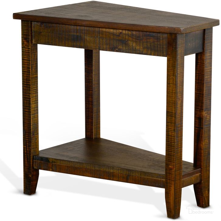 The appearance of Homestead Tobacco Leaf Chair Side Table designed by Sunny Design in the rustic / southwestern interior design. This brown piece of furniture  was selected by 1StopBedrooms from Homestead Collection to add a touch of cosiness and style into your home. Sku: 2226TL. Material: Wood. Product Type: Chairside Table. Image1