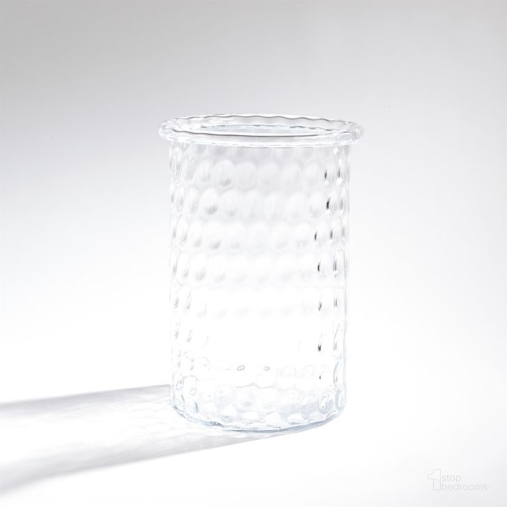 The appearance of Honeycomb Medium Hurricane Vase In Clear designed by Global Views in the modern / contemporary interior design. This clear piece of furniture  was selected by 1StopBedrooms from Honeycomb Collection to add a touch of cosiness and style into your home. Sku: 6.60156. Material: Glass. Product Type: Vase. Image1