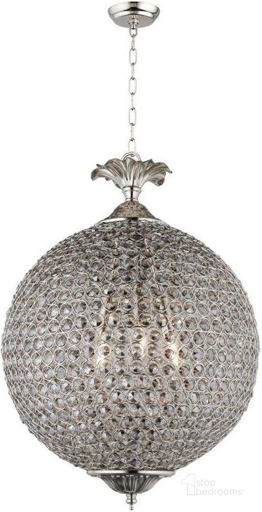 The appearance of Honore Smoke Glass Bead Globe Pendant In Smoke And Silver designed by Moti in the transitional interior design. This silver piece of furniture  was selected by 1StopBedrooms from Honore Collection to add a touch of cosiness and style into your home. Sku: 64001043. Product Type: Pendant Lighting. Material: Iron.