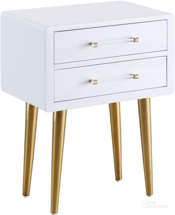 The appearance of Hoogeveen White Side Table designed by Furnique in the modern / contemporary interior design. This white and gold piece of furniture  was selected by 1StopBedrooms from Hoogeveen Collection to add a touch of cosiness and style into your home. Sku: 836. Material: Wood. Product Type: Side Table. Image1