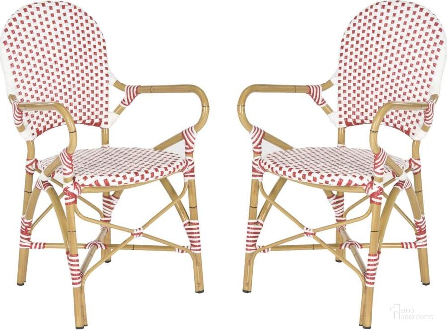 The appearance of Hooper Red and White Indoor/Outdoor Stacking Armchair FOX5209C designed by Safavieh in the country / farmhouse interior design. This red and white piece of furniture  was selected by 1StopBedrooms from Hooper Collection to add a touch of cosiness and style into your home. Sku: FOX5209C-SET2. Material: Aluminum. Product Type: Arm Chair. Image1