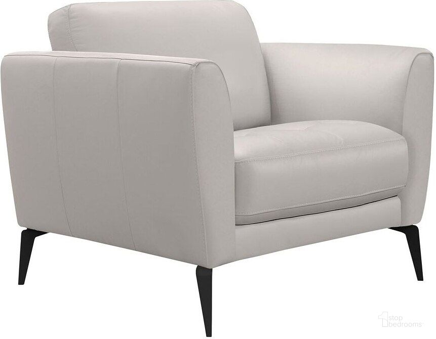 The appearance of Hope Dove Grey Leather Chair designed by Armen Living in the modern / contemporary interior design. This dove grey piece of furniture  was selected by 1StopBedrooms from Hope Collection to add a touch of cosiness and style into your home. Sku: LCHP1GR. Product Type: Living Room Chair. Material: Iron. Image1