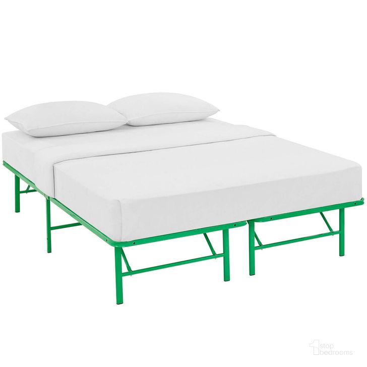 The appearance of Horizon Full Stainless Steel Bed Frame In Green designed by Modway in the modern / contemporary interior design. This green piece of furniture  was selected by 1StopBedrooms from Horizon Collection to add a touch of cosiness and style into your home. Sku: MOD-5428-GRN. Material: Steel. Product Type: Bed Frame. Bed Size: Full. Image1