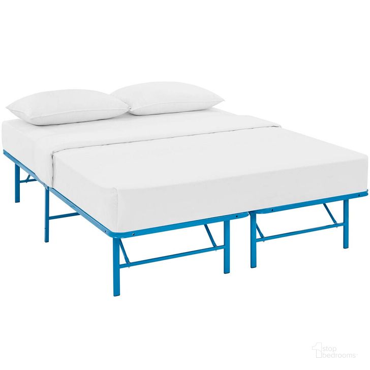 The appearance of Horizon Full Stainless Steel Bed Frame In Light Blue designed by Modway in the modern / contemporary interior design. This light blue piece of furniture  was selected by 1StopBedrooms from Horizon Collection to add a touch of cosiness and style into your home. Sku: MOD-5428-LBU. Material: Steel. Product Type: Bed Frame. Bed Size: Full. Image1